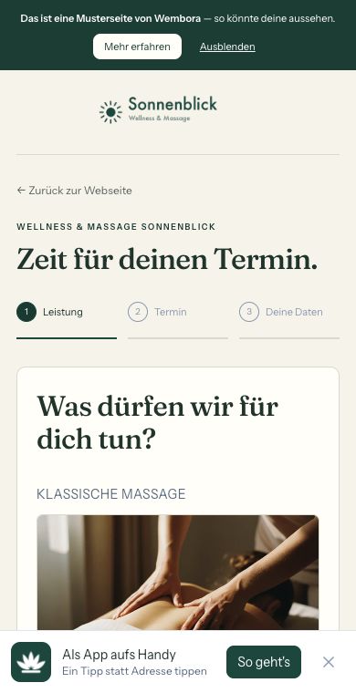 Dieselbe Buchung auf dem Handy